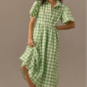 Anthropologie Porridge Gingham Midi Dress